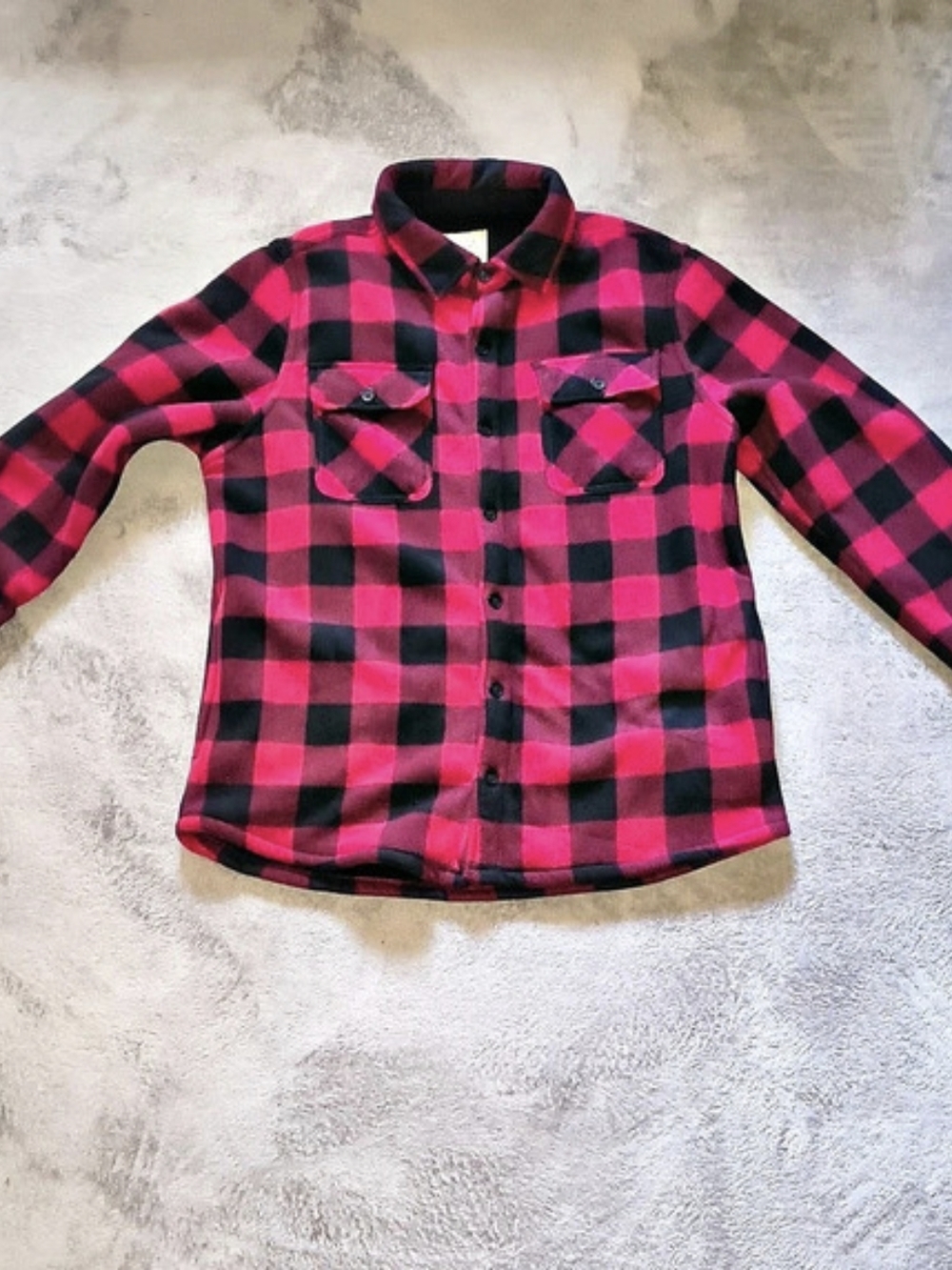 Boston Traders Fleece Lined Flannel Shirt Jacket Red & Black Large
